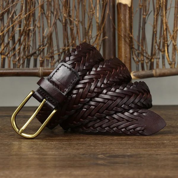 Genuine Leather Belt Breathable Fashion Designer Weaving Unisex Belt on Sale