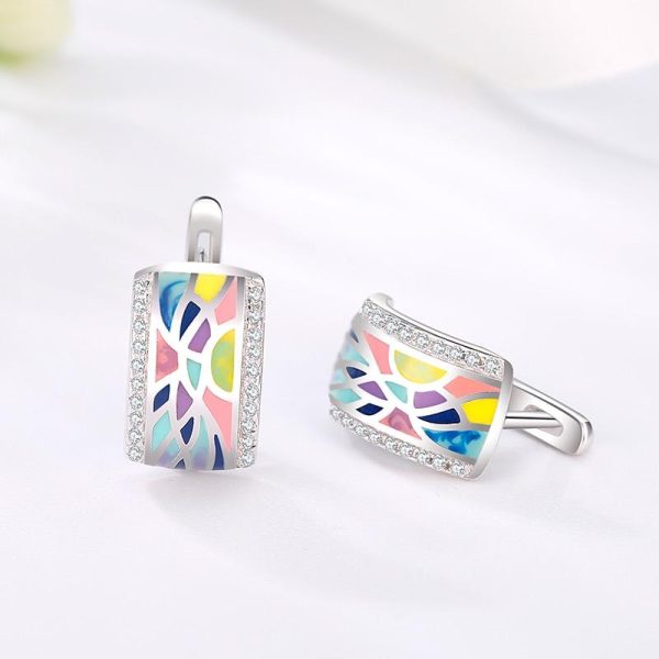 Colorful Sparkling Stud Earrings For Women Clip Earrings Fine Jewelry Online now - Image 3
