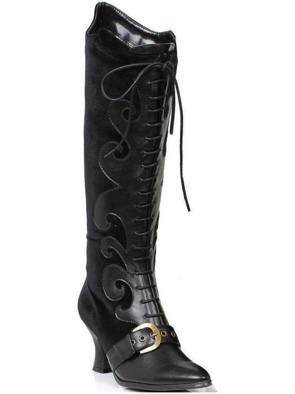 Ellie Shoes E-253-Fain 2 Heel Woman s Velvet Boot with Lace For Sale