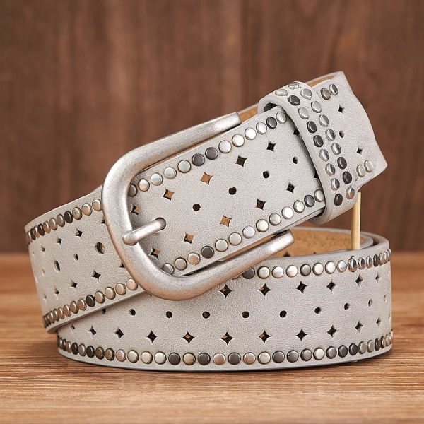 Vintage Lady Belt Original Design Hollow Out Rivet Wide Fashion Belt Cheap - Image 2
