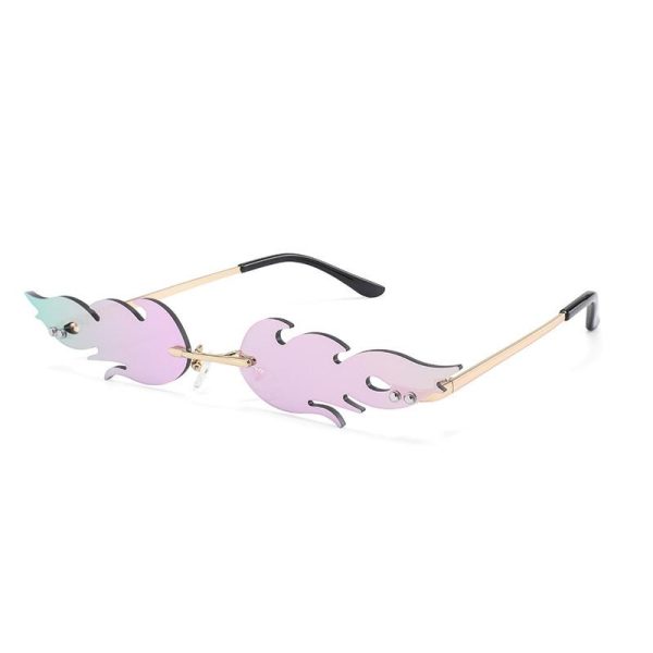 Rimless Fire Flame Shaped And Unisex Sunglasses Shades Supply - Image 2