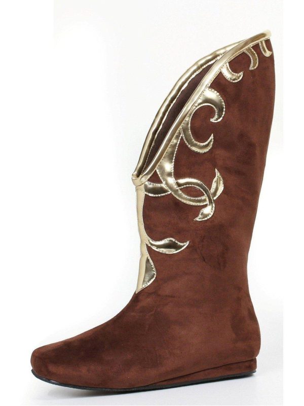 Ellie Shoes E-103-Alba Flat Microfiber Boot with Gold Trim Fashion - Image 3