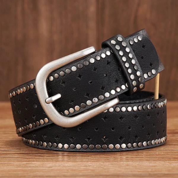Vintage Lady Belt Original Design Hollow Out Rivet Wide Fashion Belt Cheap - Image 5