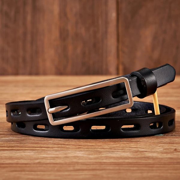 Genuine Leather Knot Thin Belt Cowskin Strap with Pin Buckle Belt Online Sale