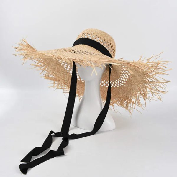 Wide Brim Hollow Breathable Raffia Straw Beach Summer Hat For Women Online Hot Sale - Image 5
