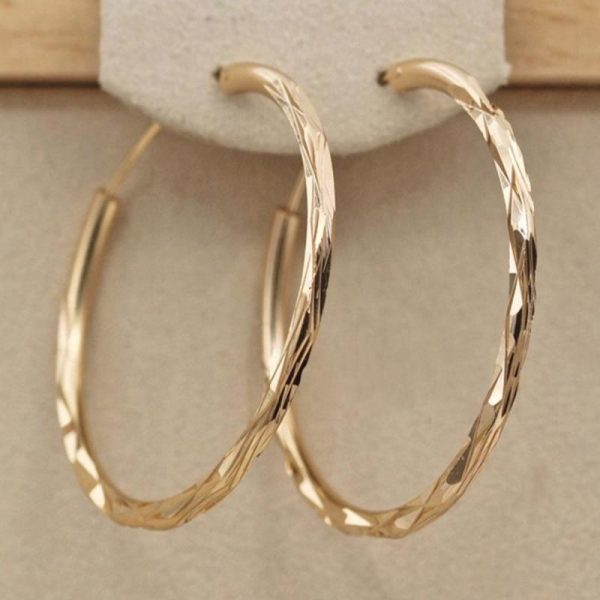 Classic Simple Hoop Earring for Women Geometric Pattern Jewelry Supply - Image 3