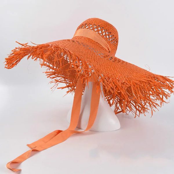 Wide Brim Hollow Breathable Raffia Straw Beach Summer Hat For Women Online Hot Sale