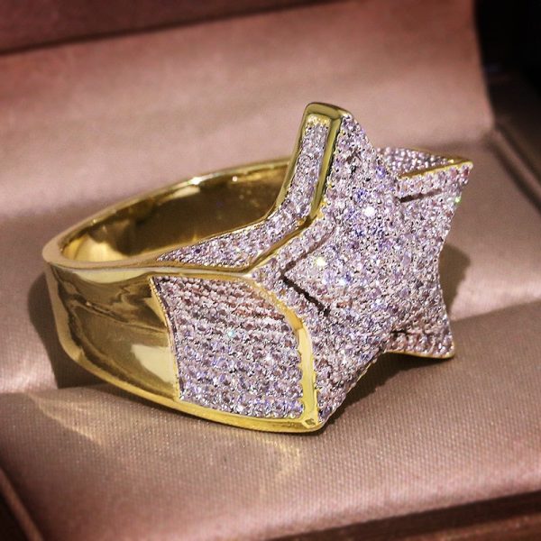 Star Pentagram Ring with Zircon Stone Fashion Jewelry for Women Hot on Sale - Image 3