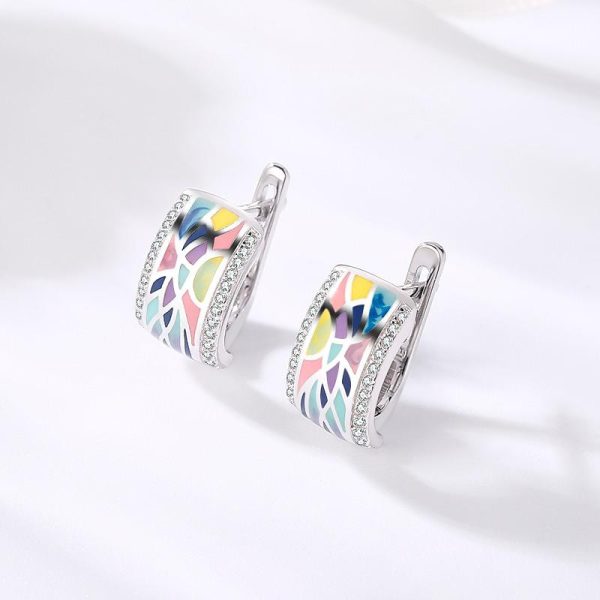 Colorful Sparkling Stud Earrings For Women Clip Earrings Fine Jewelry Online now - Image 4