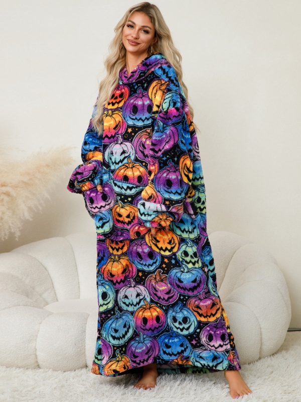 Fuzzy Pocketed Long Sleeve Hooded Lounge Dress Online Sale - Image 3