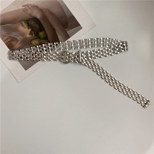 Waist Chain Elegant Silver Metal Chain Strap Pin Buckle Waist Chain Supply - Image 3