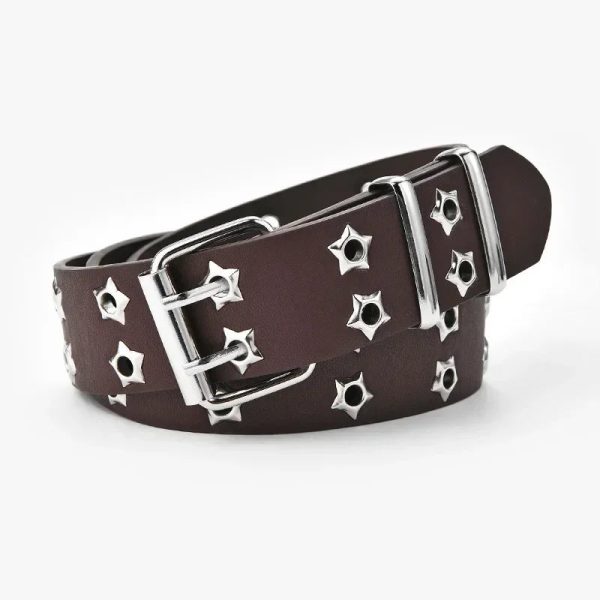 Punk Style Chain Belt Adjustable Hollow Star Double Metal Buckle Fashion - Image 3