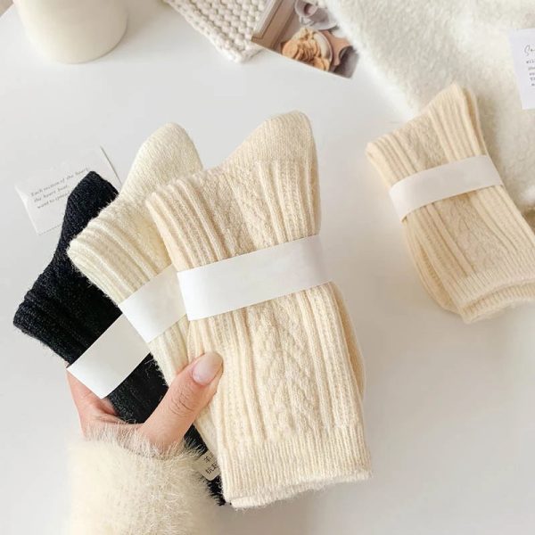 Thicken Thermal Cashmere Wool Solid Color 6 Pairs Winter Warm Socks Hot on Sale - Image 5