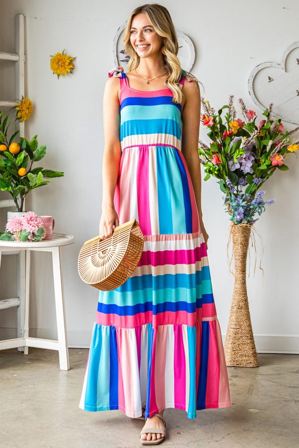 Striped Sleeveless Maxi Dress For Sale - Image 3