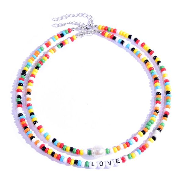 Women Seed Beads Love Necklace Sets Choker Multilayer Women Necklace For Cheap - Image 5