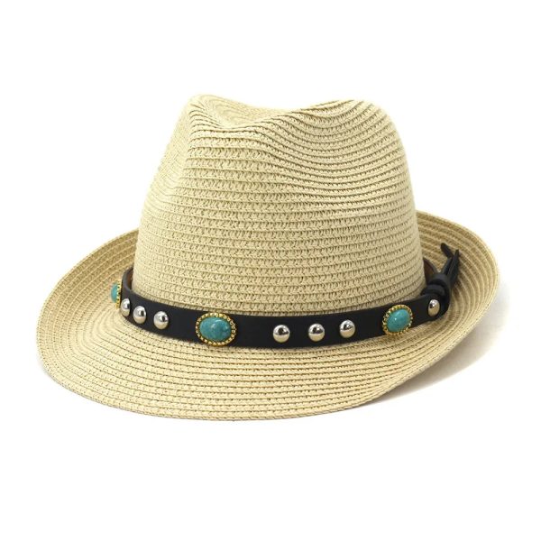 Fedora Jazz Straw Summer Beach Hat UV Sun Protection Sunhat Discount - Image 4