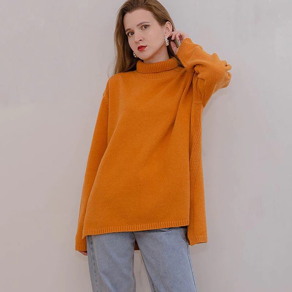 Splitside Oversize Thick Sweater Women Turtleneck Sweater Pullover on Sale - Image 5