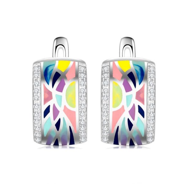 Colorful Sparkling Stud Earrings For Women Clip Earrings Fine Jewelry Online now - Image 2