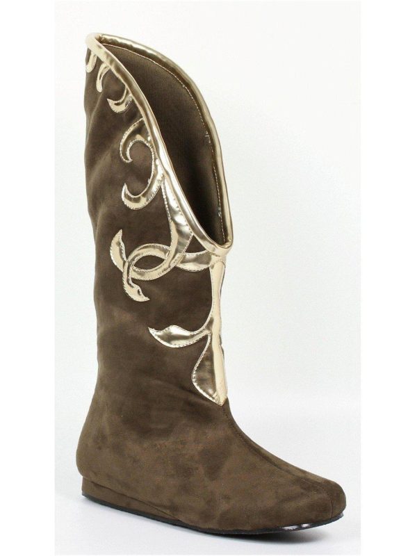 Ellie Shoes E-103-Alba Flat Microfiber Boot with Gold Trim Fashion - Image 2