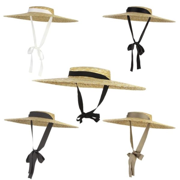 Bow Flat Top Straw Hat on Sale - Image 5