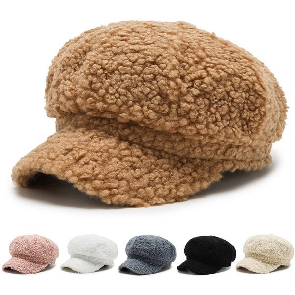 Women s Lamb Wool Baseball Cap Autumn and Winter Painter Cap Sale