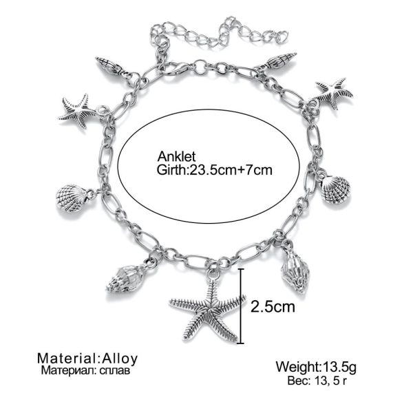 Vintage Anklets for Women Starfish Shell Pendant Anklet Summer Beach Foot Ankle Bohemian Anklet Online - Image 3