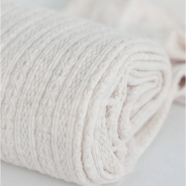 Knitted Twist Tights Women Oatmeal Cotton Striped Tights Pantyhose on Sale - Image 4