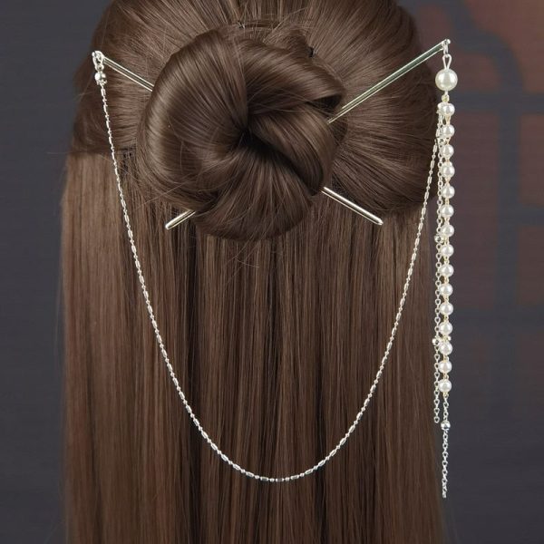 Tassel Double Chain Hair Fork Hairpin Retro Hair Accessories Hairgrip Fashion - Image 5