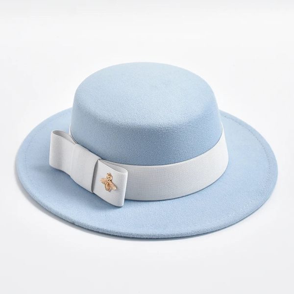 Fedora Hat for Women Elegant Flat Top Bow Jazz Hat Chapeau Femme For Cheap