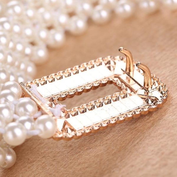 Elegant Metal Pearl Elastic Belt Buckle Chain For Women Hot on Sale - Image 4