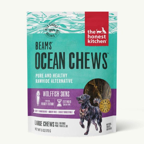 The Honest Kitchen BEAMS Grain Free Large Ocean Chews Wolffish Skin Dog Treats Online now