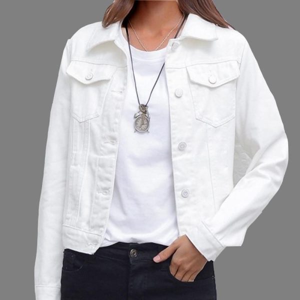 Denim Jacket For Ladies With Collar In Different Colors Online now - Image 2