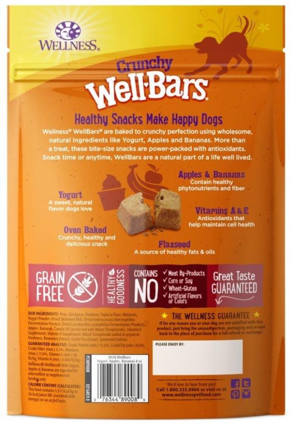Wellness Natural Grain Free Wellbars Crunchy Yogurt, Apples and Bananas Recipe Dog Treats For Discount - Image 2