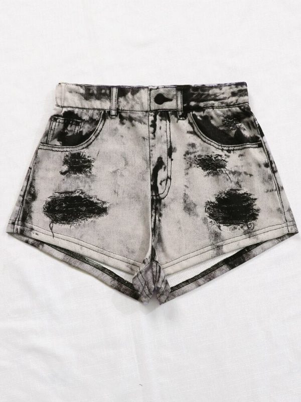 Hole Button Cotton Jean Shorts High Waist Skinny Ripped Denim Short Hot on Sale - Image 5