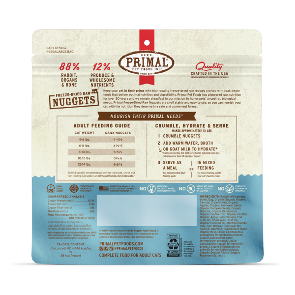 Primal Freeze Dried Nuggets Grain Free Rabbit Formula Cat Food For Cheap - Image 2