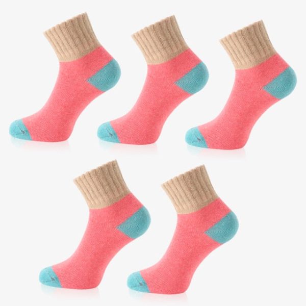 5 Pairs Women Winter Socks Vintage Patchwork Rabbit Wool Cotton Socks For Discount - Image 5