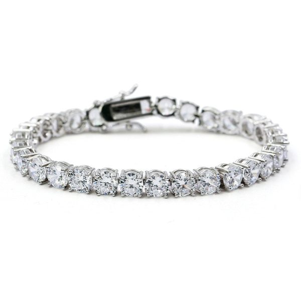Brass Tennis Bracelet Row Cubic Zirconia Bracelet for Women For Sale - Image 2