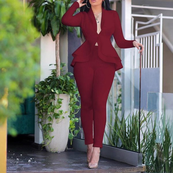 Casual Suit Set Plus Size Top and pants Elegant Casual Suit Set Online Hot Sale - Image 4