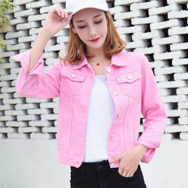 Denim Jacket For Ladies With Collar In Different Colors Online now - Image 3