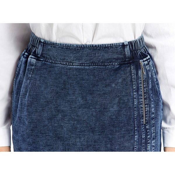 Women Denim Skirt High Flexibility Slim Fit Dress Casual Woven Skirt on Sale - Image 3