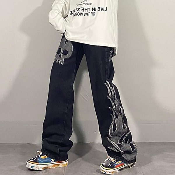 Wash Jeans Women High Waist Trendy Straight Tube Wide Leg Denim Pants Fashion - Image 2