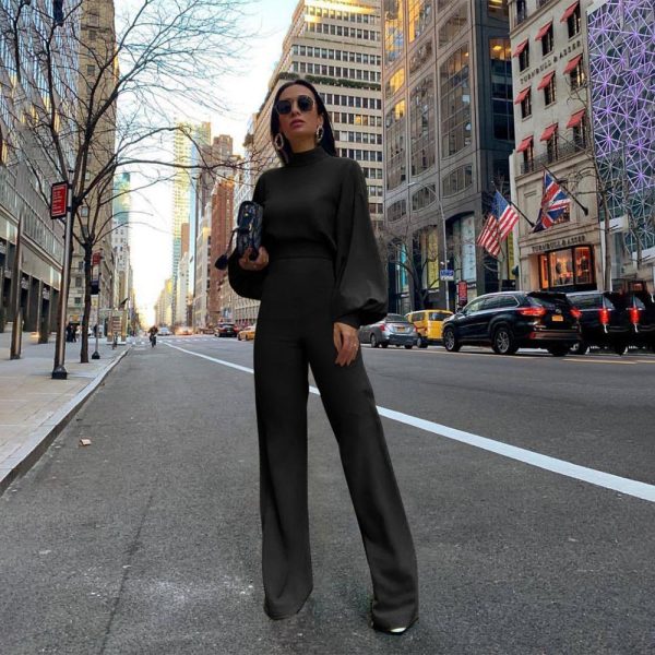 Elegant Rompers Women Long Sleeve Casual Wide Legs Jumpsuits Overalls Supply - Image 3
