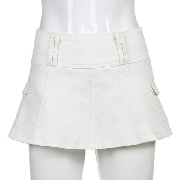 Low Waist Black Micro Skirts Streetwear Pockets Patchwork A-line Skirt Discount - Image 3