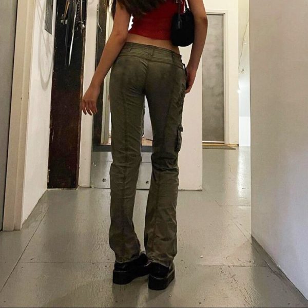 Retro Grunge Cargo Denim Jeans Streetwear Vintage Low Waist Trouser For Cheap