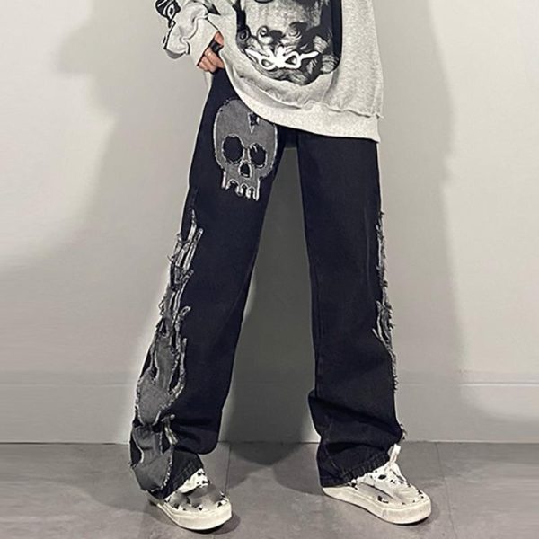 Wash Jeans Women High Waist Trendy Straight Tube Wide Leg Denim Pants Fashion - Image 3