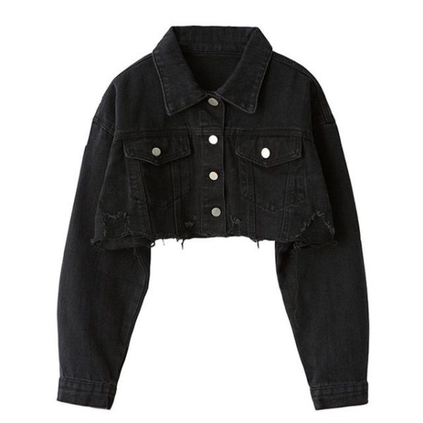 Cropped Denim Jacket For Sale - Image 3
