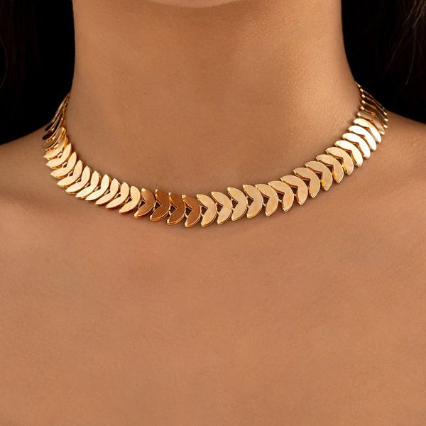 Trendy Gold Color Petals Shape Neck Chain Choker Necklace for Women Cheap