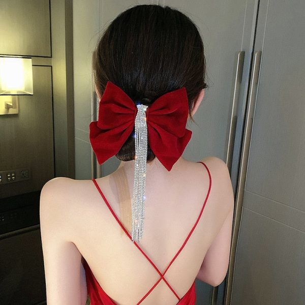 Bow Hairpin Crystal Fringe Tassel Hair Clip Rhinestone Hair Accessory Online Hot Sale - Image 5