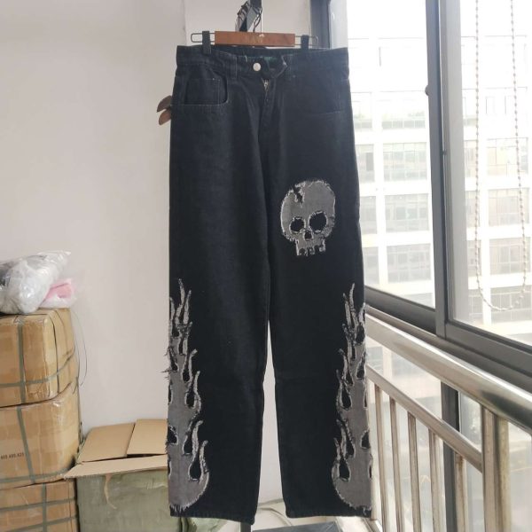 Wash Jeans Women High Waist Trendy Straight Tube Wide Leg Denim Pants Fashion - Image 4