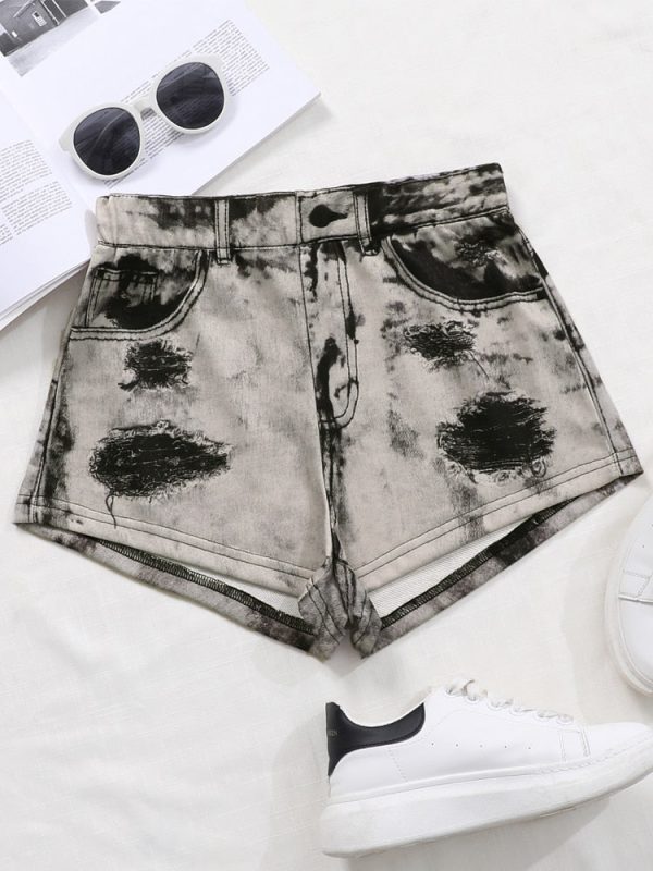 Hole Button Cotton Jean Shorts High Waist Skinny Ripped Denim Short Hot on Sale